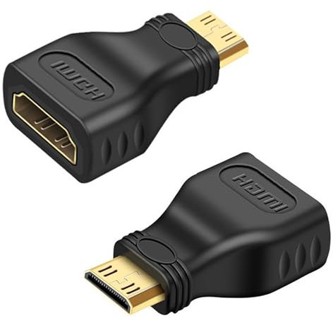 EUZUXU 2 Pezzi Mini HDMI a HDMI, 1080p Mini HDMI Adattatore Cavo di Accoppiamento Connettore, Nero