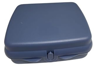 Tupperware Sandwich-Box Aufbewahrungsbox Brotdose quadratisch mit Scharnier und Verriegelung (blau)