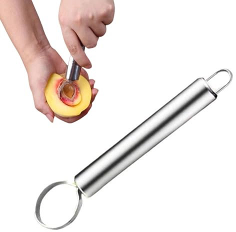 1 Pack Corer Pitter Multipurpose Fruit Core Remover Seed Remover for Kitchen Pit Fruit Corer Remover Tool Peach Pitter Tool for Peach, Silvery