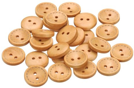 sourcing map 30pcs 28L Wooden Sewing Button 11/16(18mm) 2 Holes Wood Round Craft Replacement Buttons for Sewing Clothing Pillow DIY Crafts Decoration, Beige
