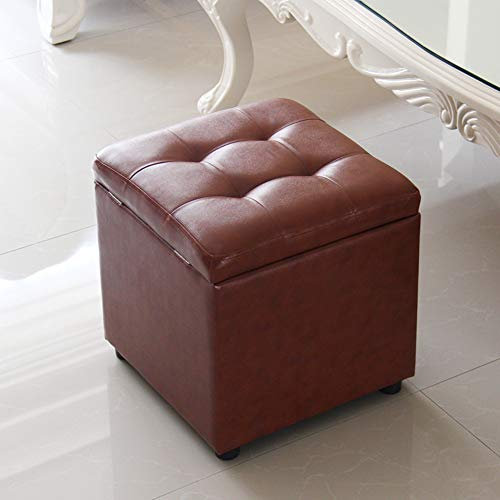 SNLKCLRA Pouf poggiapiedi Pieghevole, Contenitore, per Soggiorno, Camera da Letto, scarpiera, in Similpelle, Seduta a Scatola, Contenitore per Giocattoli, Pouf, Sedia, Sgabello - Rosso 40x40x40cm