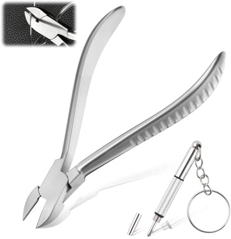 LEONTOOL Cortador de tornillo de acero inoxidable para vidrio, alicates de corte de lentes con resorte, cortadores de alambre ultra afilados de 5.6 pulgadas, alicates de corte empotrado, kit de