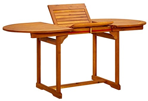 Emmtore Mesa de Comedor Jardín Patio Terraza Balcón Salón Sala de Estar Muebles Soporte Exterior Cocina (120-170) X80x75 cm Madera Maciza Acacia