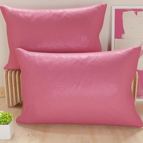 PETTI Artigiani Italiani - Coppia di Federe Cuscino 50x80 cm in Microfibra, Cuscini Arredo Camera da Letto, Divano, Set 2 Fodere Copricuscino, Federa Tinta Unita Fucsia, 100% Made in Italy