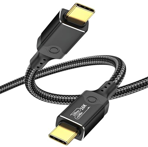 Cavo USB 4 da 120 Gbps per Thunderbolt 5, 1 m, supporto 16K/Dual 8K, 240 W, cavo video USB-C intrecciato, compatibile con TB4/5, SSD, MacBook M4 Pro, Dock, eGPU