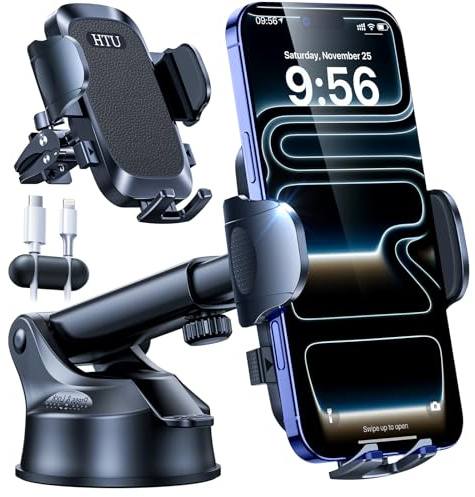 2026 BEST Car Phone Holder [110+LBS Strongest Suction & True Military-Grade]Rotatable Universal Mobile Phone Mount Dashboard Windscreen Vent Cradle Van Accessories for iPhone 16 Pro Max,Deep Black