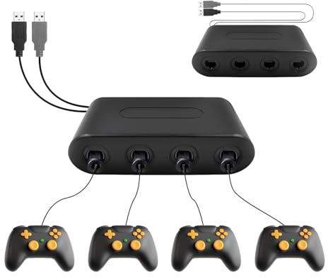 WIYETY 4 Port Controller Adapter 3 in 1 GC USB Controller Adapter Converter for Nintendo Switch/Wii U and PC
