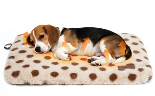 Deamoser Self Warming Cat Bed Self Heating Cat Dog Mat with Removable Cover Non-Slip Bottom Thermal Plush Pet Pad for Indoor Outdoor Pets(Brown, S)