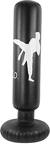 ZIXINNKC Bolsa de Boxeo Inflable para Adultos de 1,6 m Engrosamiento Columna de Lucha de Boxeo Vertical Vaso para niños (Negra)