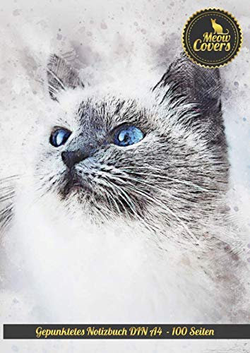Meow Covers Gepunktetes Notizbuch DIN A4 - 100 Seiten: Leeres Heft fr Notizen zum zeichen, Dot grid Punkte punktiert