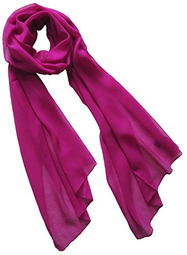nella-mode Uni-Farbener Seidenschal, ca. 180x50 cm; reine Seide; Farbe Fuchsia (Magenta)