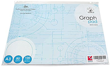 Vizsla, A3 graph pad, 5mm grid, 50 sheets (100 pages), printed both sides