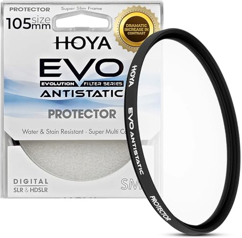 Hoya EVO Antistatischer 105 mm Objektivfilter – Premium optisches Glas mit 16-lagigem SMC-Objektivschutz für 99,8 % Lichtdurchlässigkeit, 5 mm dick, staub- und kratzfest, wasserabweisend für klare