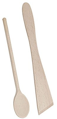 SPATULE + CUILLERE BOIS HETRE PREPARATION CUISINE MELANGER