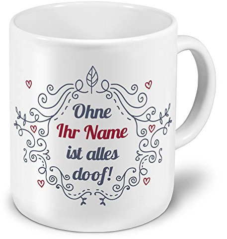 printplanet XXL Riesen-Tasse mit Namen personalisiert - Motiv Ornamente - individuell gestalten - Namenstasse, Kaffeebecher, Becher, Mug