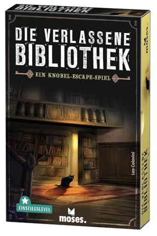 moses. Verlag GmbH 90351 Die verlassene Bibliothek | Escape Spiel in der Schachtel | Spielmaterial wieder verwendbar | Ab 12 Jahren | Für 1-4 Spieler, White