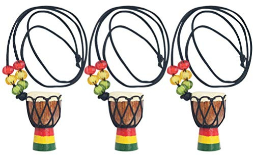 Holibanna 3 Stück Instrument Halsketten Anhänger Musik Afrikanische Trommel Mini Djembe Percussion Hals Schmuck Geschenk (Zufällige Farbe)