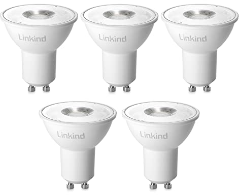 Linkind Lampadina Gu10 LED Dimmerabile Attacco, 5.7W(Equivalenti a 75W), Luce Bianca Calda 2700K, 600 Lumen, 55mm, RAR16 Faretti LED con Angolo del Fascio di 110 Gradi, Pacco da 5