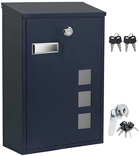 Stonebroo Cassetta Postale da Esterno, Cassetta Posta Moderna, con Finestrelle, con 4 Chiave e 1 Serratura, Antracite, Facile da Installare