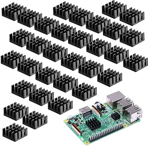 Nothers 40 Stück Alu-Kühlkörper 7 × 14 × 14mm Schwarz für IC Elektronik (Ohne Klebepads) | Keine Reinigung der ineffizienten Klebepads