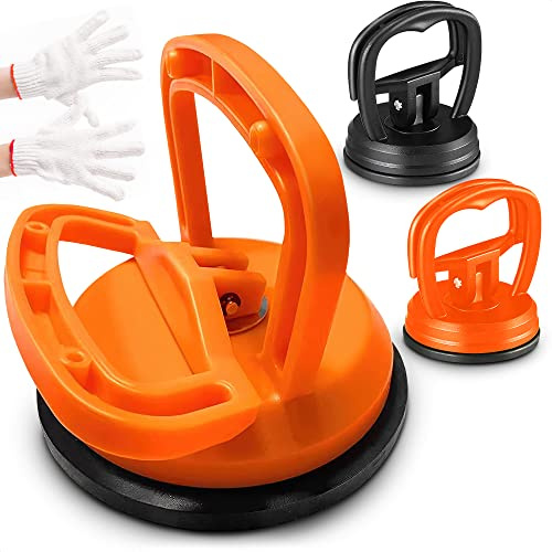 Suction Cup Dent Puller Kit – 3 Pcs (One Large 4.6in and Two Small 2.2in) Dent Puller Suction Cup for Car with Gloves – Comfortable Grip, Pulling Power up to 172 lbs | Works with Glass and Ceramics