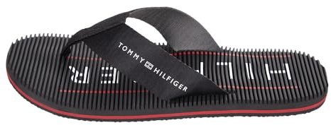 Tommy Hilfiger Massage fotbädd strandsandal för män, Svart, 40 EU