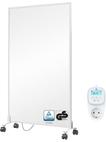 BR Bringer Infrarotheizung Standgerät - 600 Watt - Energiesparend - Mobile Elektroheizung mit Standfüßen auf Rollen, Smart Thermostat, WiFi und App - TÜV & GS (weiß)