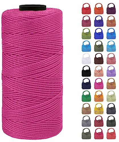 LEREATI Macrame Cuerda 1.5mm x 200m, Hilo Macrame 1.5mm 3 Capas Cordel, Cordón para Macramé Manualidades, DIY Bolsa, Colgante, Decoracion Paredes (Rosa Rosado)