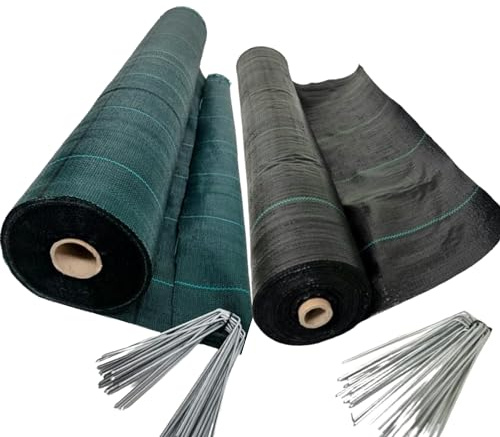 PINTO FERRAMENTA E-COMMERCE Telo Pacciamatura Anti Erbaccia Antialghe per Campeggio Piante Ortaggi Orto Giardino Calpestabile Riutilizzabile Verde o Nero con 20 Picchetti in Omaggio (2x10mt, Nero)
