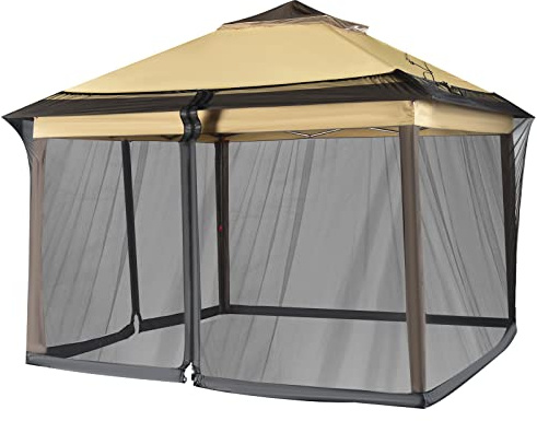RELAX4LIFE Moskitonetz für 250-300 cm Sonnenschirm & Pavillon, Insektenschutz mit Reißverschlusstür & Befüllbarer Basis, Fliegennetz Verstellbar & Tragbar (Schwarz), RT54941, 12,5 x 2,3 m