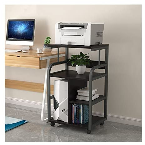 Soporte para CPU Soporte de impresora móvil con almacenamiento abierto, mesa de impresora rodante de 4 niveles Soporte de torre for PC de escritorio con ruedas for almacenamiento y organización de la