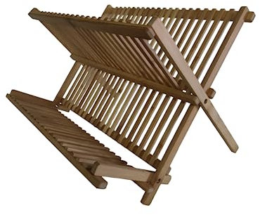 Maelsa® EGOUTTOIR A Vaisselle en Bois Bambou 2 Niveaux Pliant 19 Assiettes 7 Verres ET Couverts L.42 X P.33 X H.25 CM Ustensils pour la Cuisine en Bambou rangements découpe Organisation