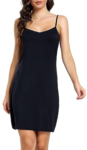 Sopesil Combinaciones para Vestidos Mujeres Enaguas Enteras Camisiones Tirantes para Mujer Full Slip Modal Petticoat Strapless Slip Elegante Mini Vestido sin Mangas Sexy,Negro,XXL