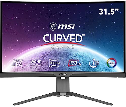 MSI MAG 325CQRF-QD 32 Inch WQHD Curved Gaming Monitor - 1000R 2560 x 1440 Rapid VA , Quantum Dot Panel, 170Hz - 1ms GTG, AMD FreeSync Premium, HDR Ready, DisplayHDR 400 - DP 12a, USB Type-C-HDMI