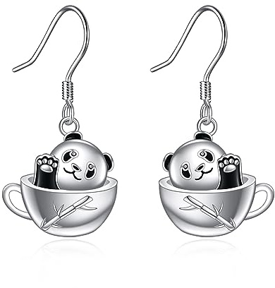 Animal Drop Earrings 925 Sterling Silver Koala/Panda/Cat/Owl/Sloth/Dog Teacup Dangle Earrings for Women Teen Girls Cute Animal Jewellery Gift
