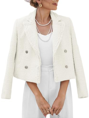Cropped Blazer Jacket for Women 2026 Crop Top Petite Short Beige Womens' Fitted Blazers Fashion Business Casual Suede Corduroy Boyfriend Coat Women's Blazers & Suit Jackets Beige 0M