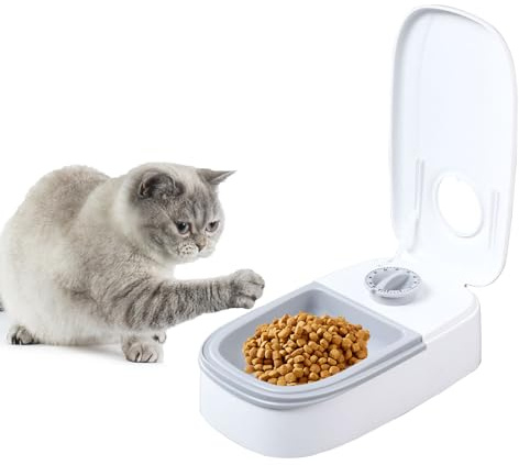 Automatic Feeder, Pet Food Bowl for Cats, Dogs with Timer, for Dry or Semi-Wet Food, 48 Hours Timer (Einzelbox)