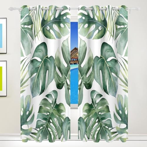 Mnsruu Lavendel Tropische Pflanze Wildblume 2 Verdunkelungsvorhänge Fensterbehandlungen Vorhänge Thermo Raum Verdunkelung Vorhänge Ösen Schlafzimmer Fenstervorhänge für Wohnzimmer 140 x 183 cm lang 2