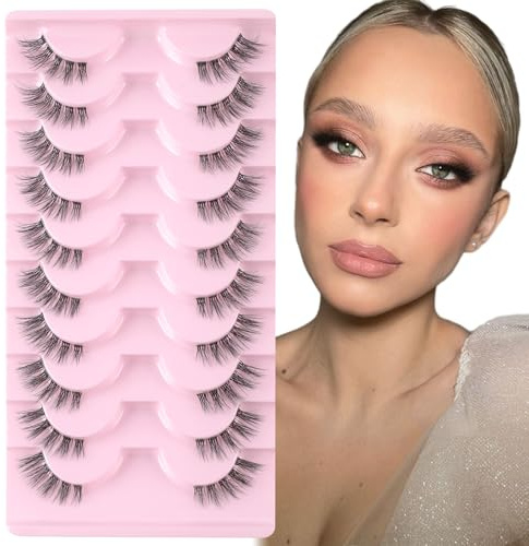 Sixstarhair Halbe Wimpern mit Transparent Band10 Paar Cat Eye False Lashes | Künstliche Wimpern Natürliche, 3d Fake Lashes, Wiederverwendbar, Leicht & handgefertigt, für Alltag & Feste