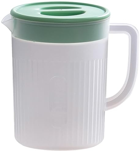 Toguma Brocca d'acqua in plastica da 2,2 litri Brocca d'acqua per uso domestico di grande capacità con coperchio, contenitore per bevande per tè succo caldo freddo (Verde trasparente)