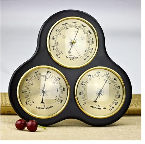 Analoge Wetterstation, Barometer, Wetterstation aus Holz, Barometer for Zuhause, for drinnen und draußen geeignet