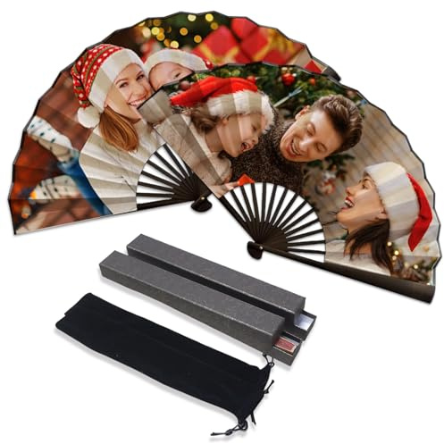 PSUNEY Handfächer Personalisierte Fächer mit individuellem Foto Hochzeitsfächer Faltfächer Gastgeschenk Dekorative Sommer Party für Frauen und Männer Partys Shows Geburtstagsgeschenke