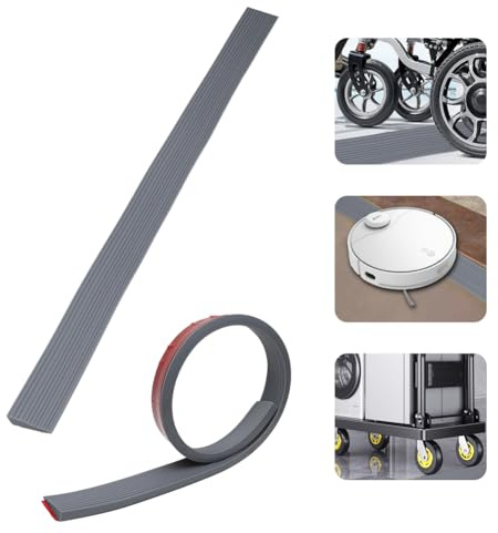 Umllpet Dörrtröskelramp, 100 x 5 x 1,6 cm, övergångsprofil med självhäftande baksida, PVC-tröskelramp, bärbar självhäftande trottoarramp för cykel, robotdammsugare, rullstol, barnvagn, rullator