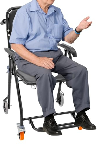 Duschrollstuhl Transportrollstuhl Patientenlifter Transferstuhl Toilettenrollstuhl faltbarer Duschstuhl Rädern duschstuhl toilettenstuhl senioren Nachtstuhl Behinderte 100kg Patienten Behinderte