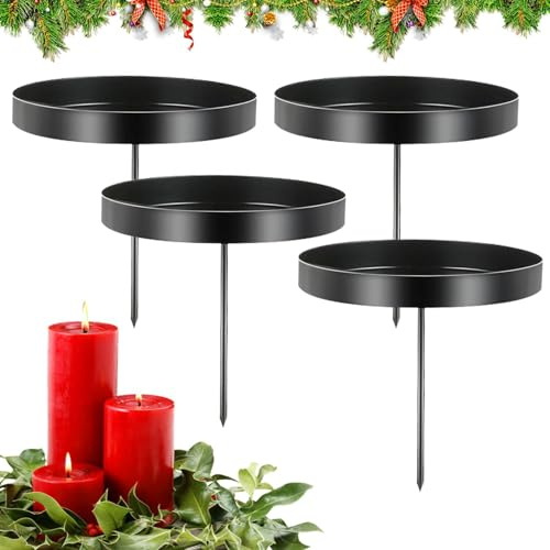 AUEJACKY Chandelier Couronne de l'Avent, 4 Pièces, Noir, Fer, Bougeoirs de l'Avent, Bougies Créatives, Fêtes, Noël, Mariages, Occasions Spéciales