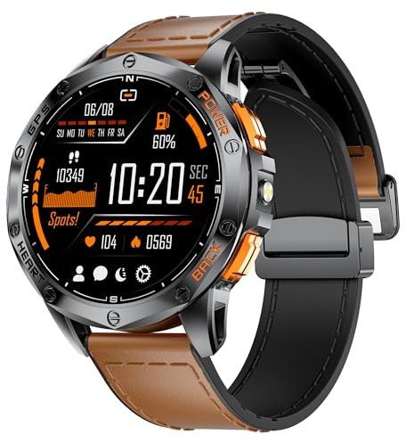DREMAC DM1 Reloj Inteligente Hombre 48mm,GPS Integrado/Linterna,Reloj Fitness con 70+ Modos Deportivos,Monitor de Salud 24/7,Batería 30 Días,IP68 Impermeable para iOS Android