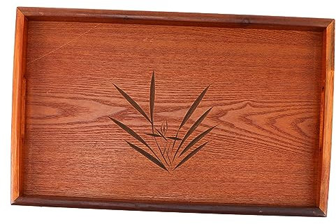 MAGICLULU Plateau De Service Rectangulaire en Bois avec Poignées De Style Hôtelier Grand Format 45 X 27 Cm Plateau Orchidée pour Service Alimentaire