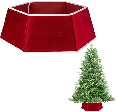 26.8inch Christmas Tree Skirt Foldable Velvet Xmas Tree Stand Base Cover Collar Trunk Basket Ring for Tree Decorations