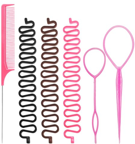 3 Trecciatrici Per Capelli A Spina Di Pesce, 1 Pettine, 2 Estrattori Per Capelli, Set Di Strumenti Per Intrecciare I Capelli, Strumenti Per Acconciature Da Donna, Accessori Per Acconciature
