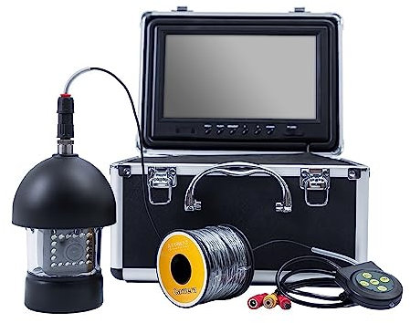 HEALBYBLE DVR Kamera Unter Wasser Angeln Finder 360 Rotation EIS Fisch Kamera Unter Wasser Angeln Video System Abnehmbares Kabel, für Verschiedene Szenarien(30m)